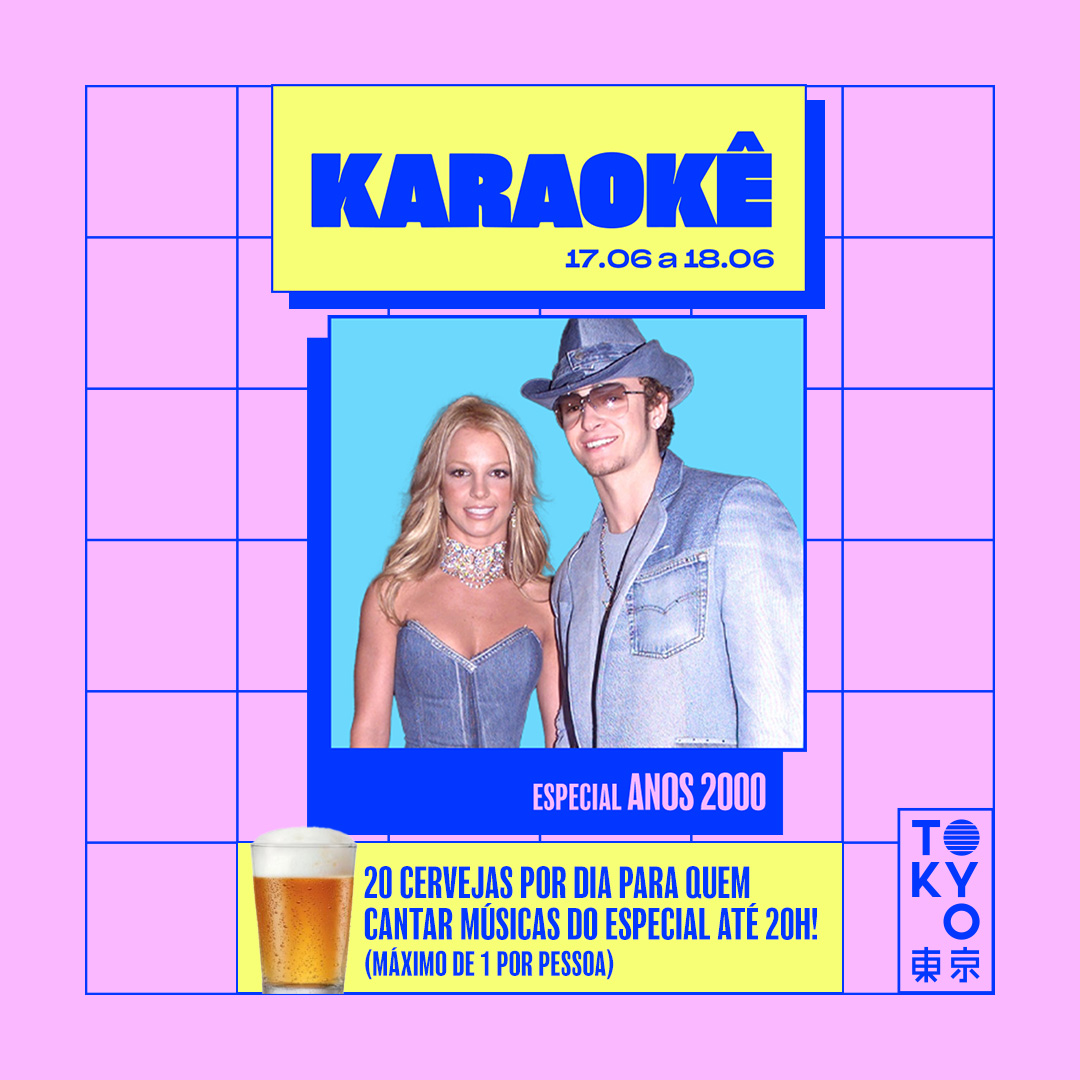 Karaokê Happy-Hour do Tokyo 東 京 Especial Anos 2000  [Vip até 19h]