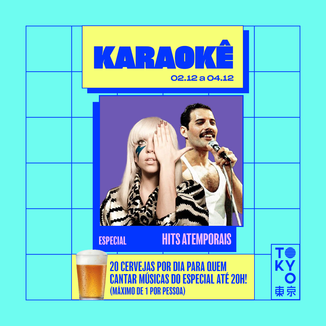 Karaokê Happy-Hour do Tokyo 東 京 Especial Hits Atemporais  [Vip até 19h]