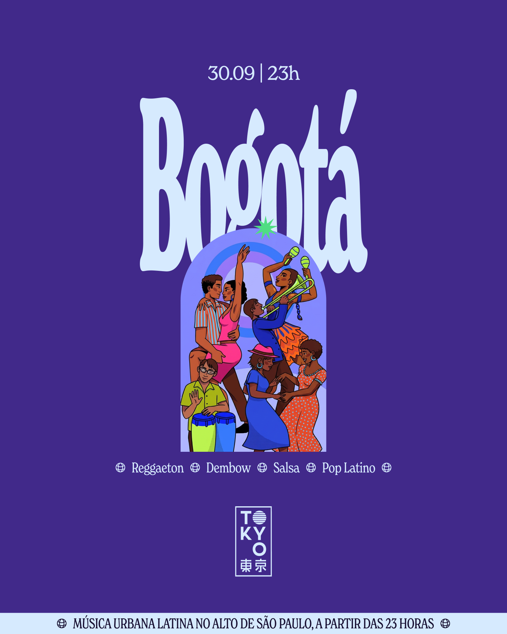 Bogotá: Un Baile Latino na Cobertura do Tokyo 東 京 (30.09)