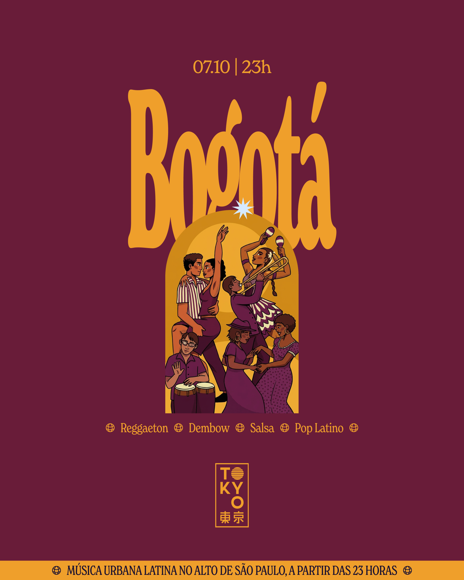 Bogotá: Un Baile Latino na Cobertura do Tokyo 東 京 (07.10)