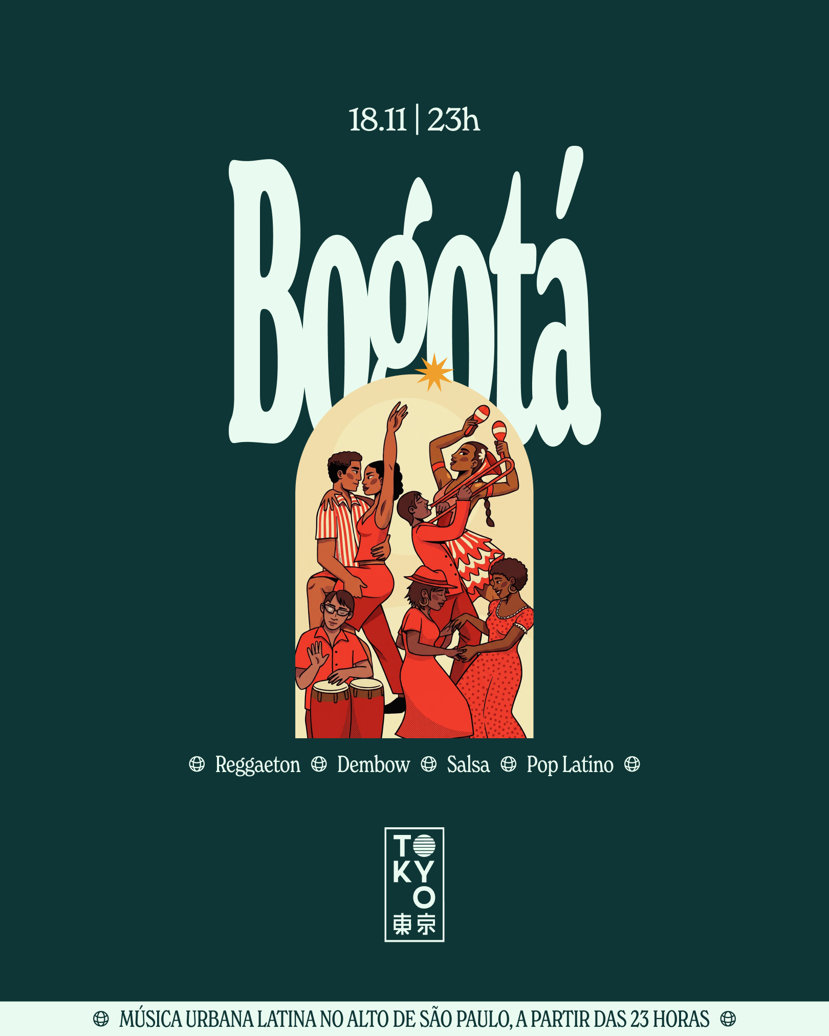 Bogotá: Un Baile Latino na Cobertura do Tokyo 東 京 (18.11)